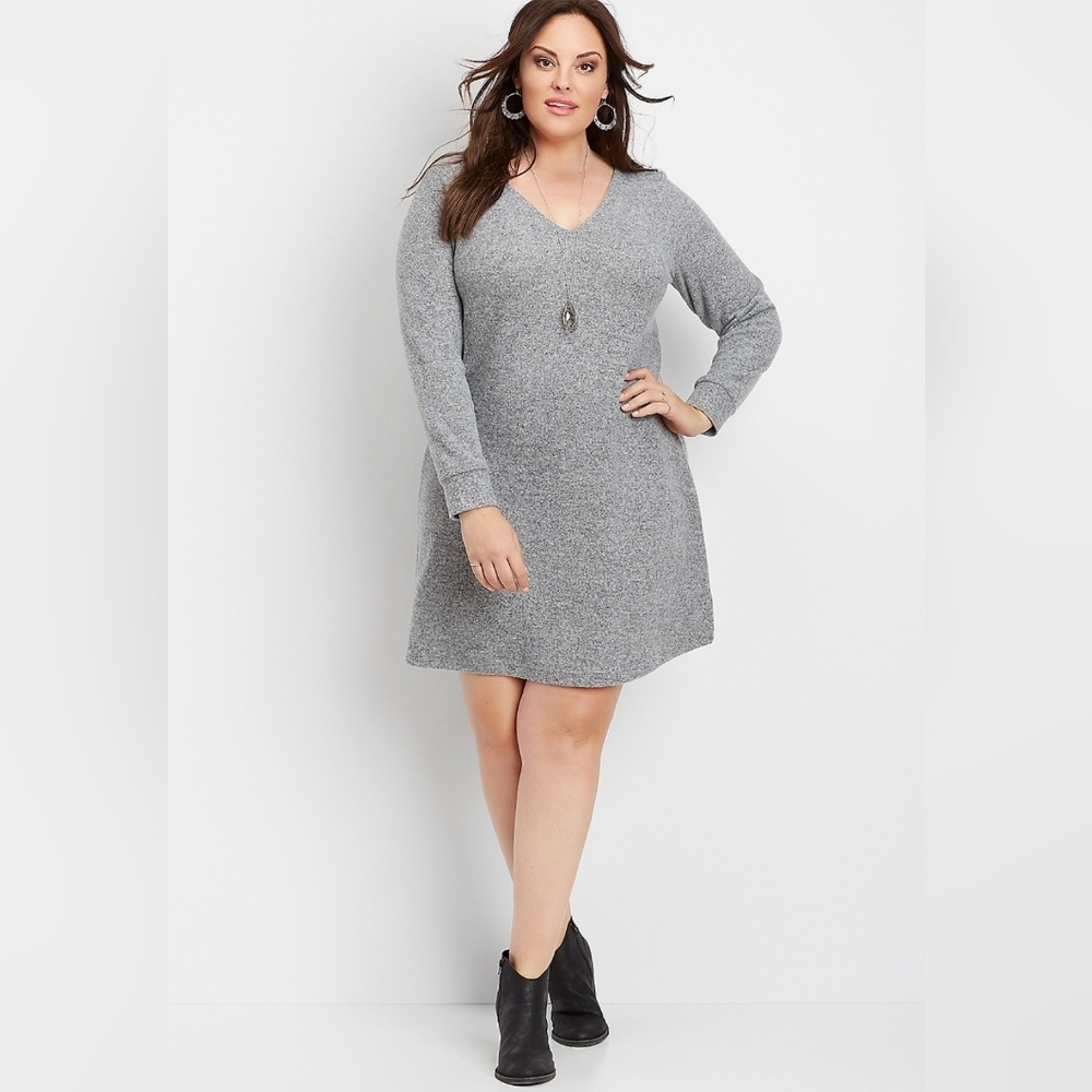 Maurices Heathered Gray Bow Back Sweater Dress Plus Size 3x
